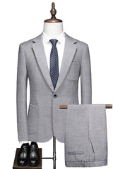 Gray Stylish One Button Notched Lapel Prom Men Suits