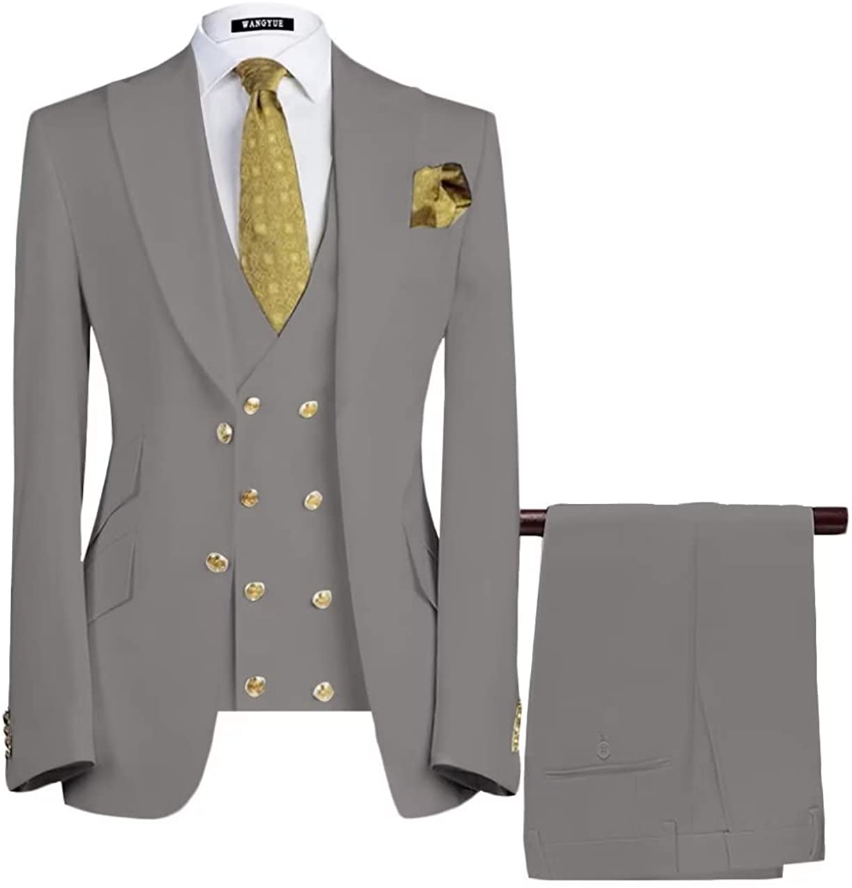 Gray Three Pieces Single Breasted Business Men Suits