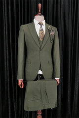 Peaked Lapel Green Prom Suits For Men
