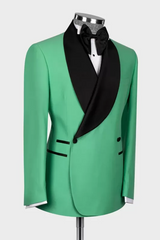 Shawl Lapel Double Breasted Green Prom Suits