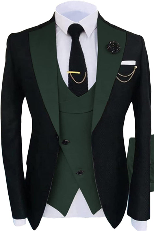 Shawl Lapel Three Pieces Fashion Green Prom Suits