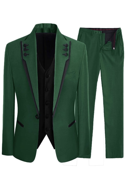Green Shawl Lapel Three Pieces Slim Fit Men Suits For Prom