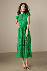 27Dress Green Sleeveless A-line Lace Dresses