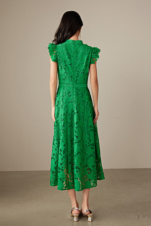 27Dress Green Sleeveless A-line Lace Dresses