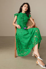 27Dress Green Sleeveless A-line Lace Dresses
