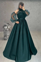 Halter Long Sleeves Sweetheart Long Prom Dress With Pleated