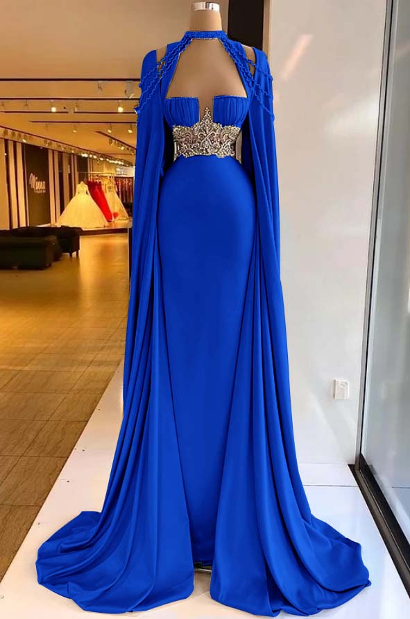 Halter Sleeveless Long Mermaid Prom Dress With Pleated Beading