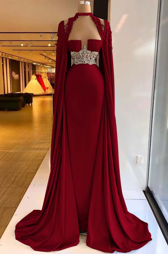Halter Sleeveless Long Mermaid Prom Dress With Pleated Beading