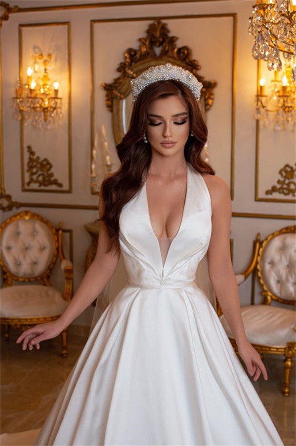 Halter V-Neck Wedding Dress Sleeveless Long 27dress Halter V-Neck Wedding Dress Sleeveless Long 27dress