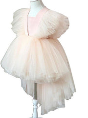 High Low Ball Gown Tulle Wedding Party Flower Girl Dresses-27dress