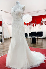 Ivory Sweetheart Lace Mermaid Wedding Dresses-27dress