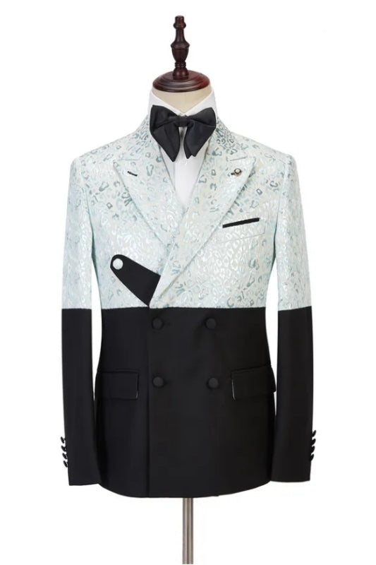 Jacquard Peaked Lapel Double Breasted Newest Prom Suit