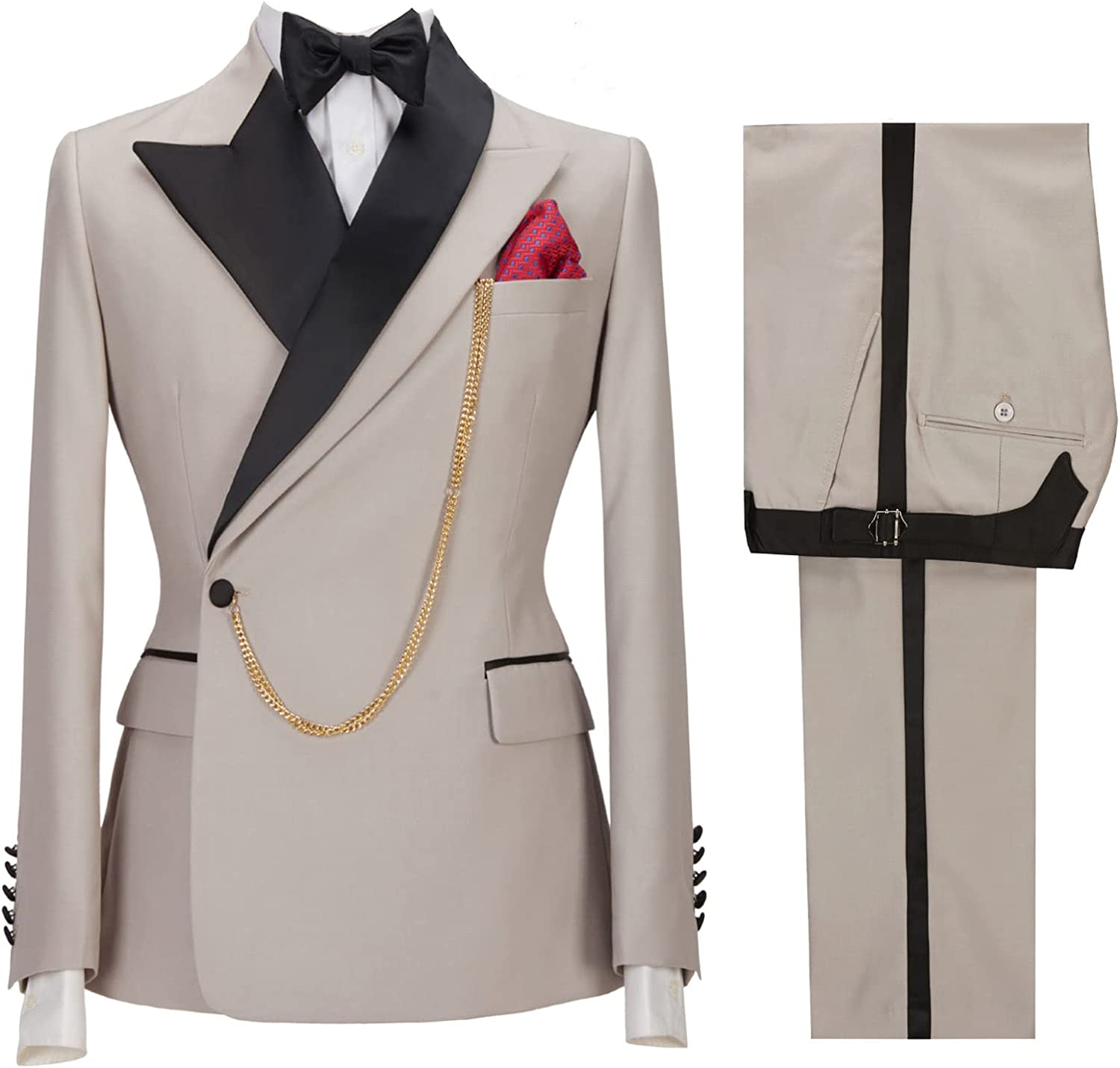 Peaked Lapel Two Pieces Bespoke Khaki Prom Suits