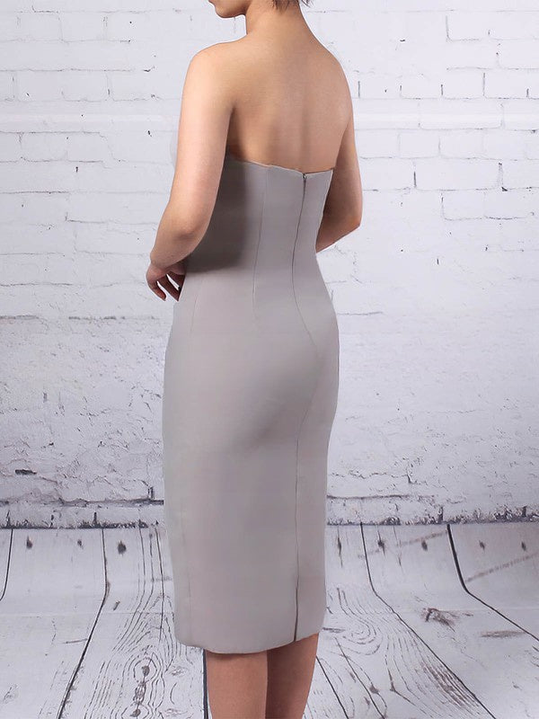Knee-length Beaded Chiffon Sweetheart Sheath Mother of the Bride Dress