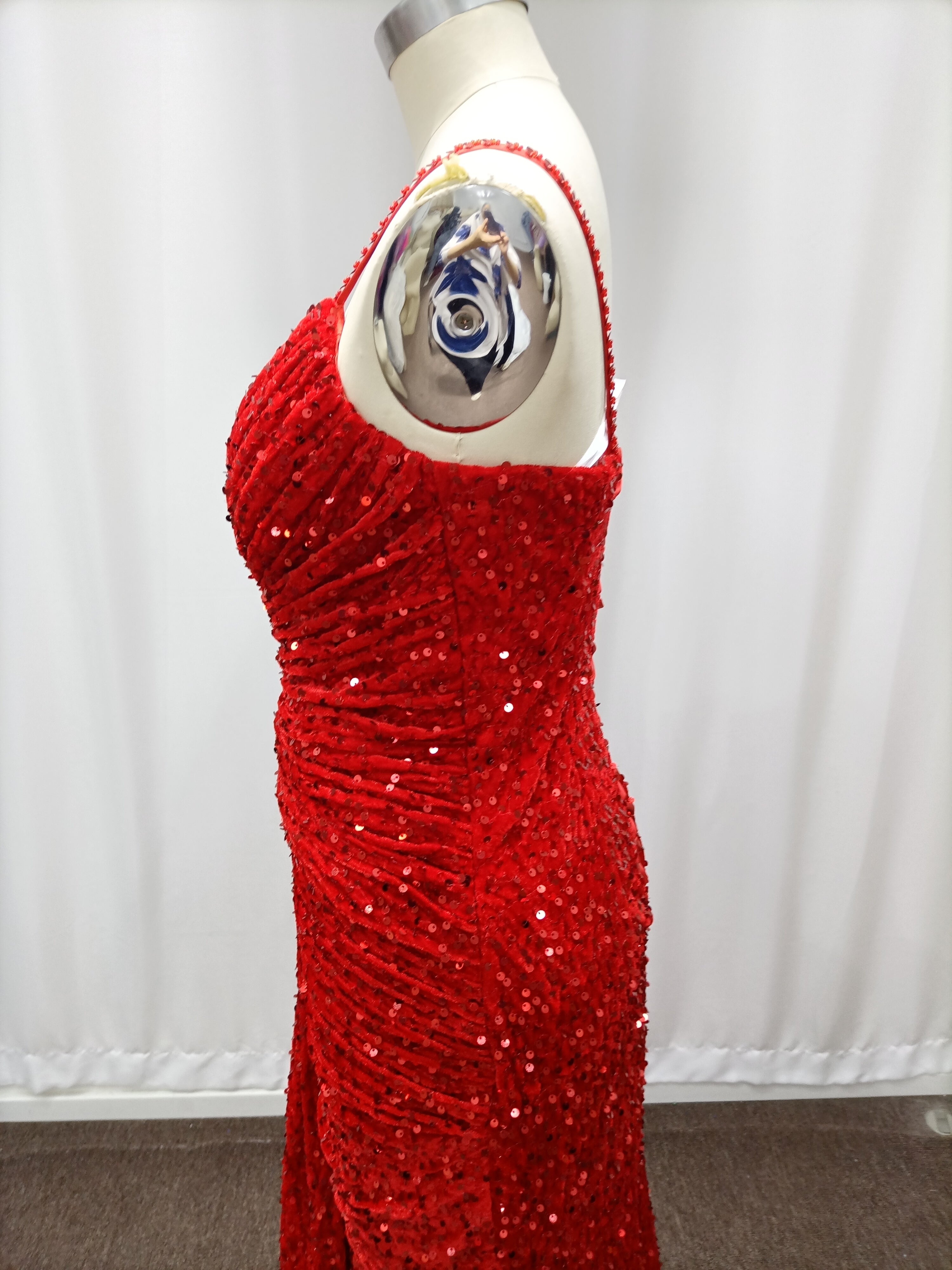 Mermaid Halter Sweetheart Sequined Long Backless Prom Dresses with High Split