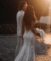 Lace Wedding Dress Mermaid Backless Online-27dress