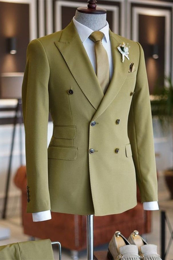 Lapel Double Breasted Stylish Men Business Suits