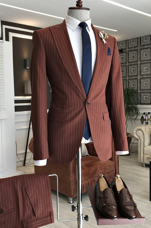 Lapel Two Pieces Bespoke Striped Prom Suits