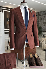 Lapel Two Pieces Bespoke Striped Prom Suits
