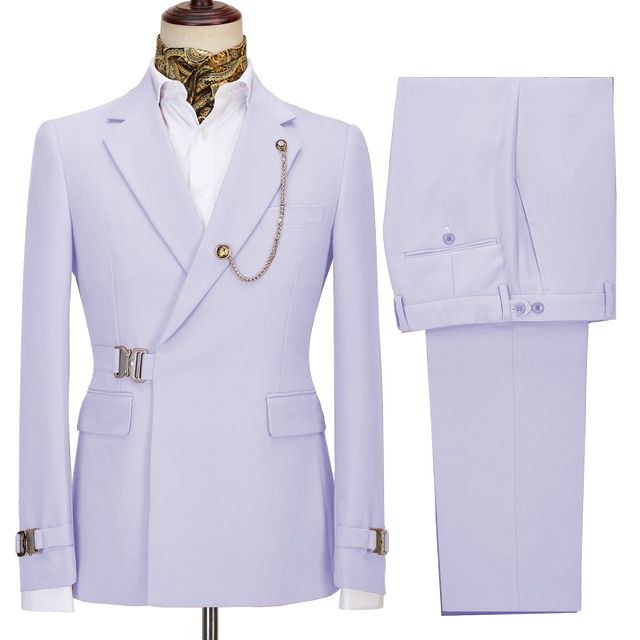 Lavender Notched Lapel Men Suits For Business