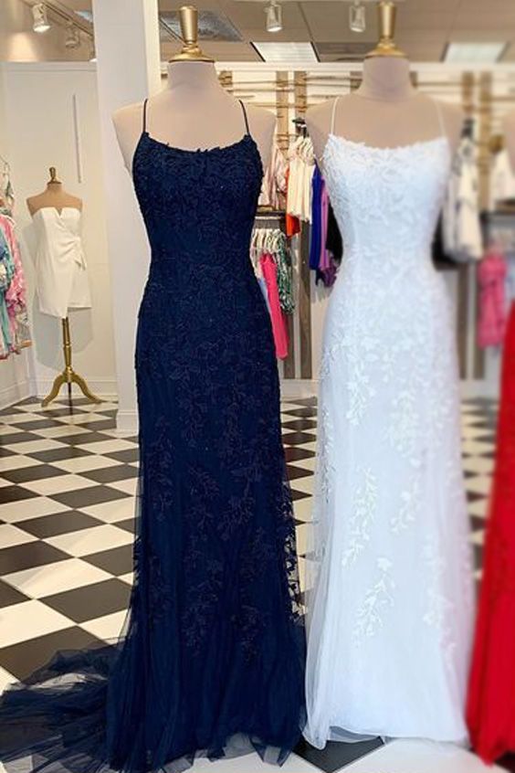 Light Blue Long Lace Open Back Mermaid Prom Dress-27Dress