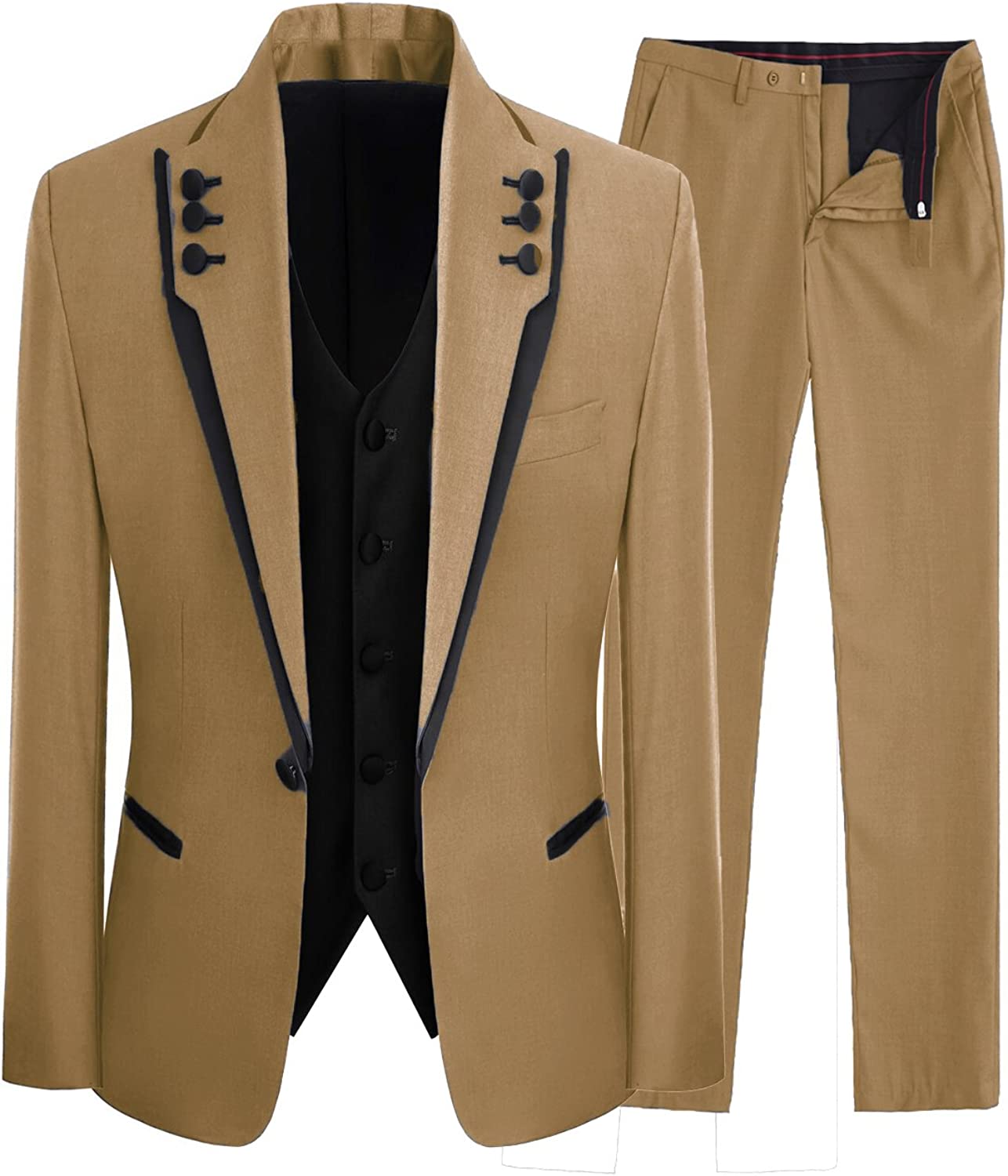 Light Brown Shawl Lapel Three Pieces Men Suits For Prom