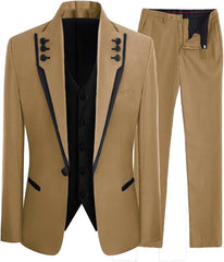 Light Brown Shawl Lapel Three Pieces Men Suits For Prom