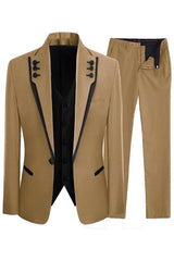 Light Brown Shawl Lapel Three Pieces Men Suits For Prom
