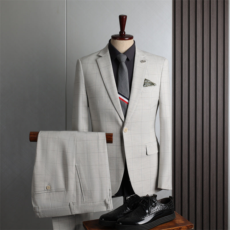 Light Notched Lapel Two Piece Gray Business Suits