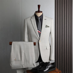 Light Notched Lapel Two Piece Gray Business Suits