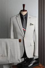Light Notched Lapel Two Piece Gray Business Suits