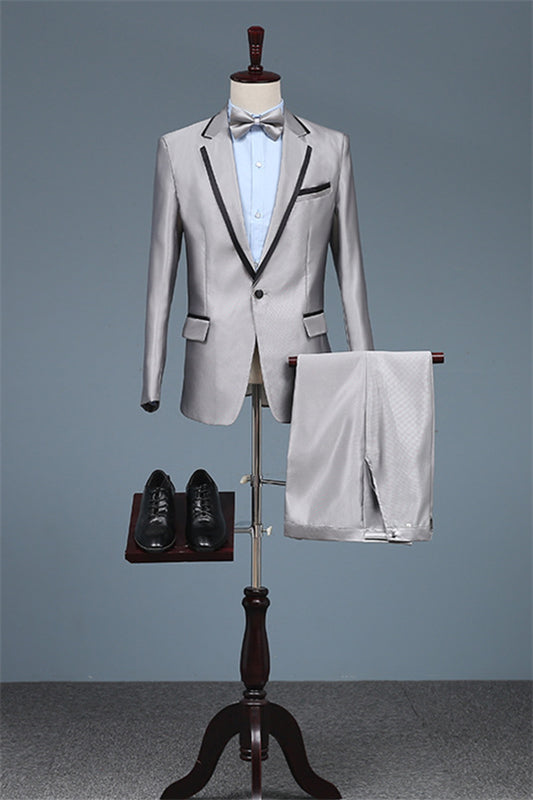 Light Gray Notched Lapel Two Pieces Men Suits For Prom