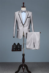 Light Gray Notched Lapel Two Pieces Men Suits For Prom