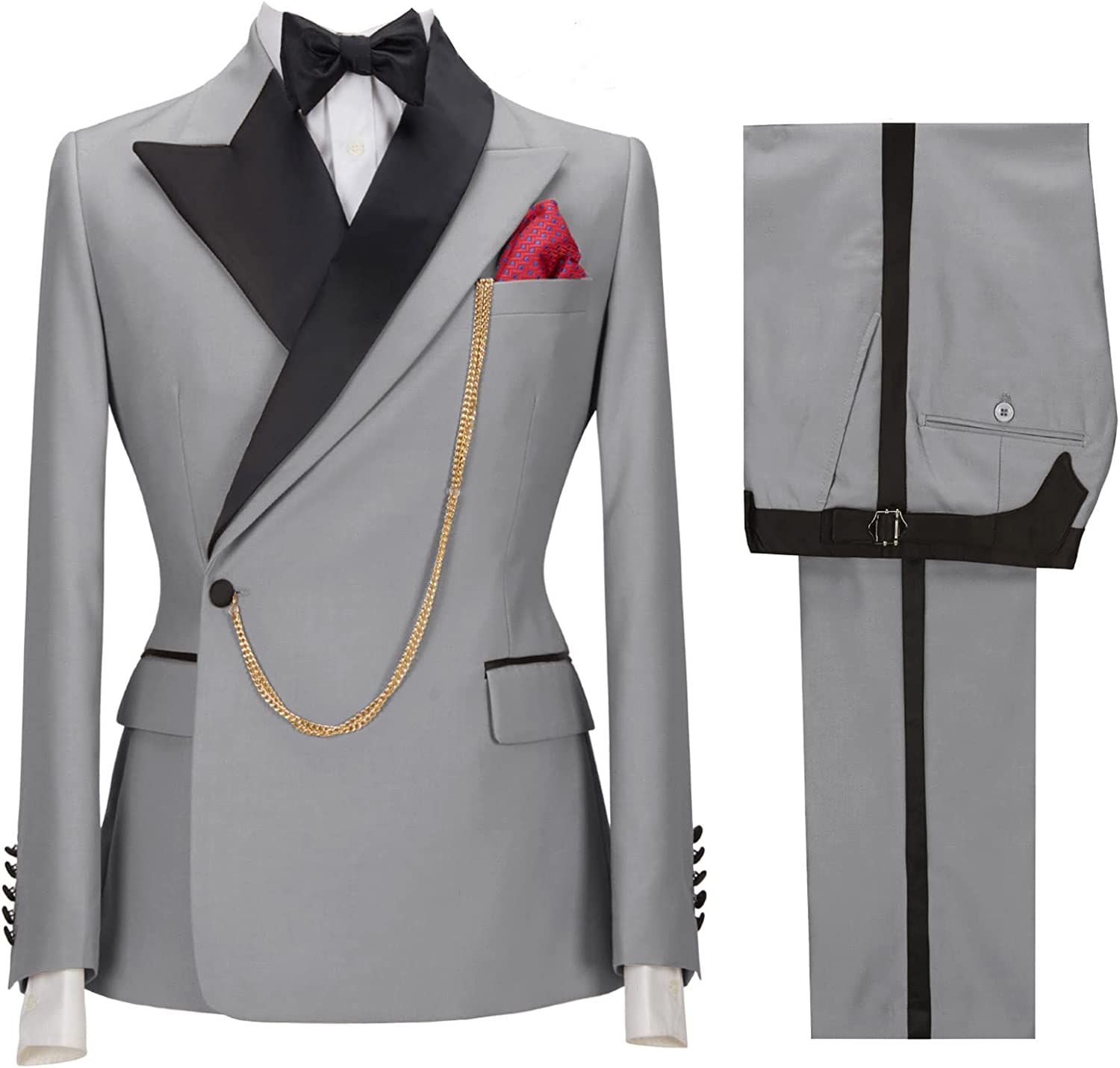 Light Peaked Lapel Two Pieces Close Fitting Gray Prom Suits