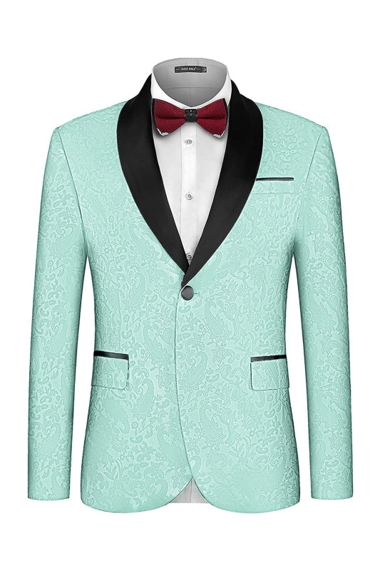 Light Green Shawl Lapel Jacquard Prom Men Suits