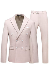 Light Double Breasted Peaked Lapel Pink Prom Suits