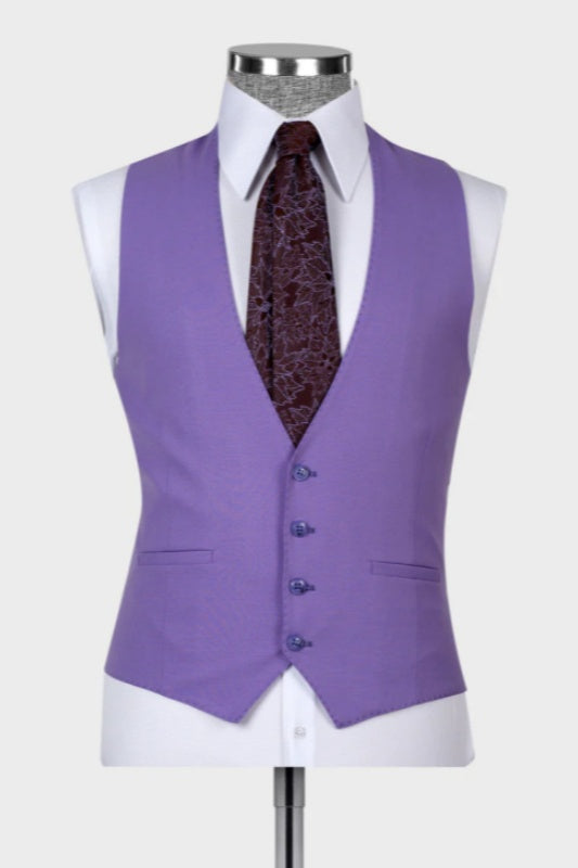Light Purple Peaked Lapel Three Pieces Wedding Men Suits