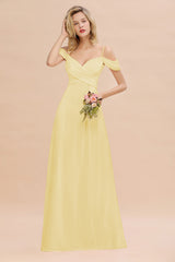 Long A-line Spaghetti Straps Sweetheart Ruffles Bridesmaid Dress with Sleeves-27Dress