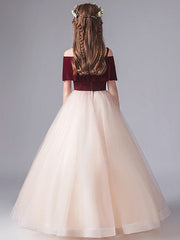 Long A-Line Tulle Party Pageant Flower Girl Dresses-27dress