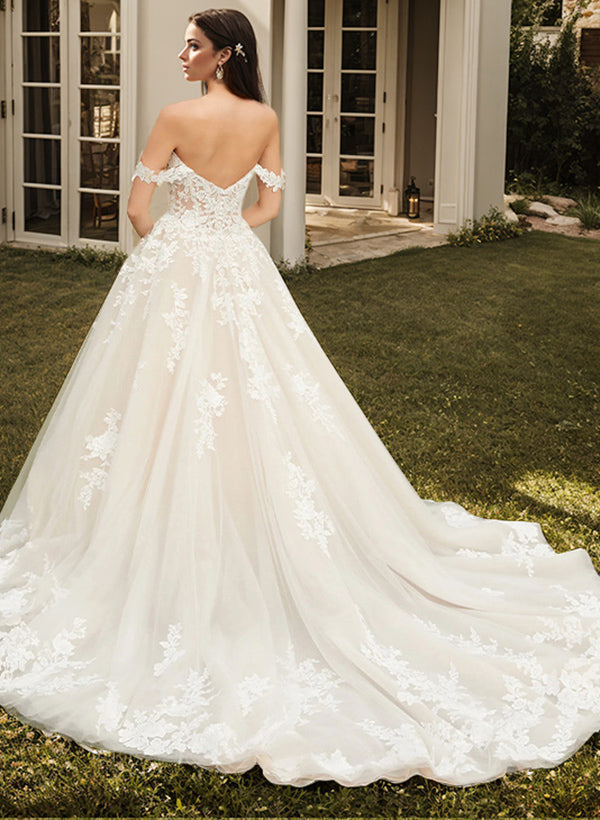 Long Ball Gown Sweetheart Tulle White Wedding Dress From 27dress