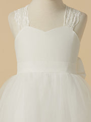 Long Princess Lace Satin Tulle Sleeveless Wedding First Communion Flower Girl Dresses-27dress