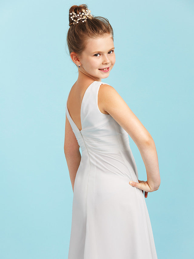 Long Sheath Jewel Neck Flower Girl Dresses Open Back Chiffon Junior Bridesmaid Dress-27dress