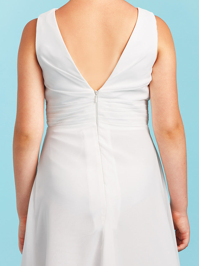 Long Sheath Jewel Neck Flower Girl Dresses Open Back Chiffon Junior Bridesmaid Dress-27dress