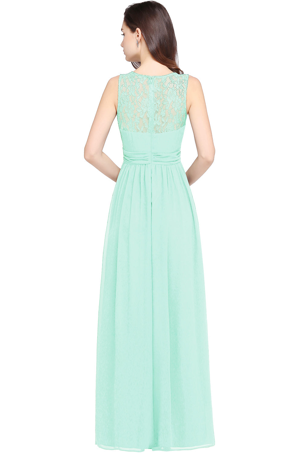 Long A Line Round Neck Chiffon Floor Length Formal Dresses-27dress
