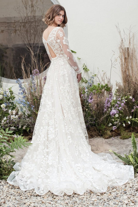 Long Sleeves Beach Lace Wedding Dress Boho Bridal Wear-27dress