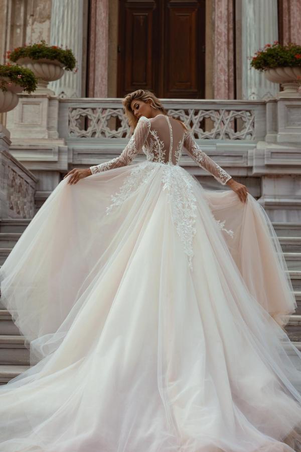 champagne wedding dress mermaid Tulle Spaghetti Straps Champagne Mermaid Wedding Dress With Beadings Custom Made / Pink