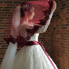 Long Sleeves Lace Ball Gown Wedding Dress Off-the-Shoulder-27dress