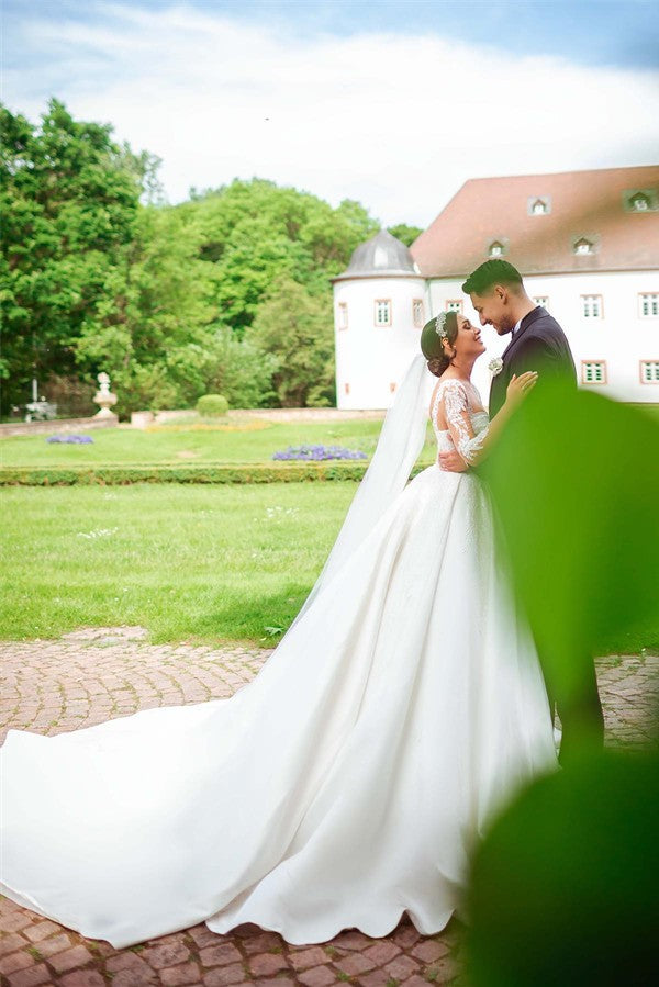 Long Sleeves Lace Wedding Dress Princess Square Online-27dress