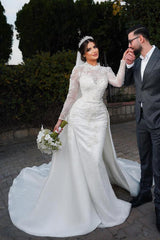 Long Sleeves High Neck Mermaid Lace Wedding Dress 27dress Long Sleeves High Neck Mermaid Lace Wedding Dress 27dress
