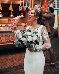 Long Sleeves White Wedding Dress Mermaid Lace Online-27dress